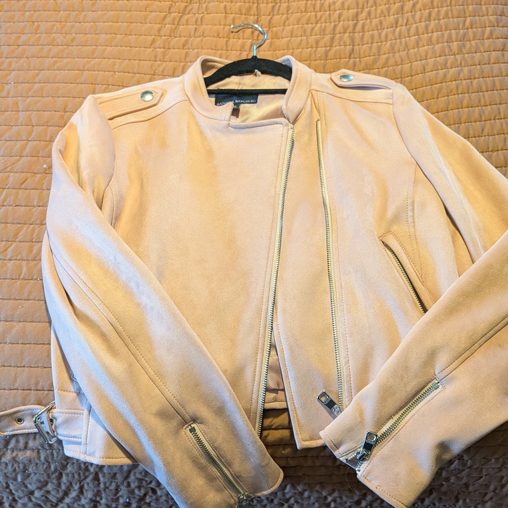 Women's Blush Suede Motorcycle Jacket